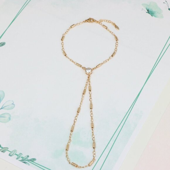 Elegant Rose Gold Plated Chain Bracelet with Sparkling Center Stone, XPBL0607 - Picture 5 of 12